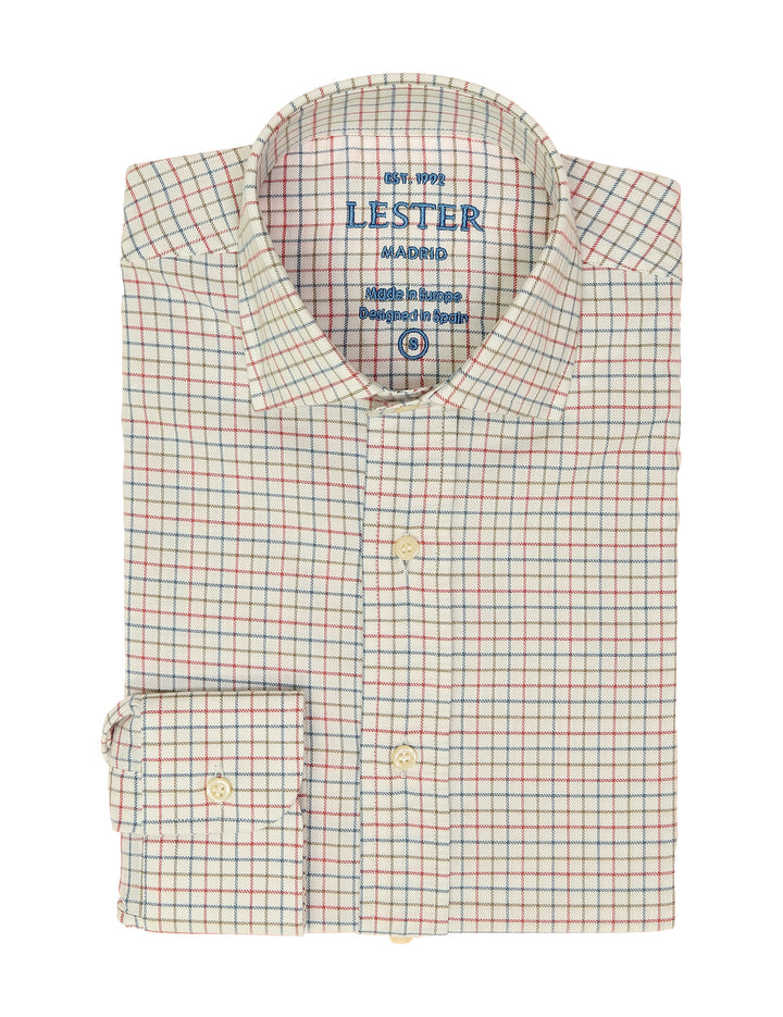 Camisa sport viela cuadro pequeño Rosa/azul