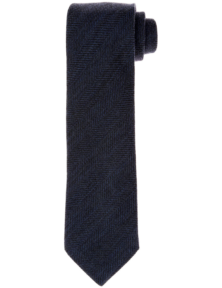 Corbata lana chevronne Azul oscuro