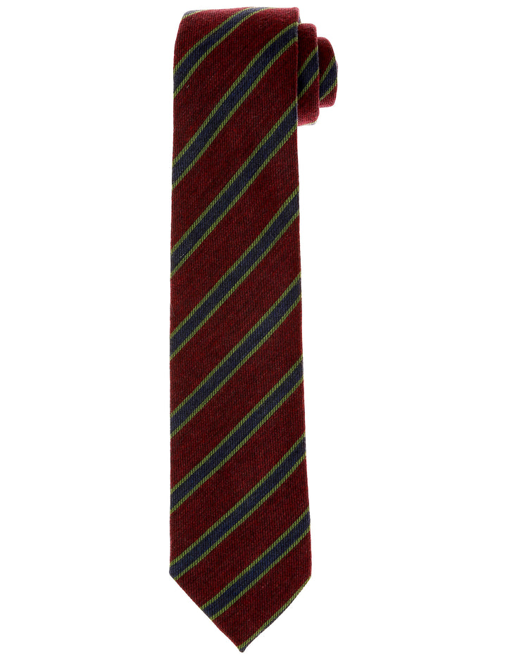 Corbata lana riga Burdeos/azul