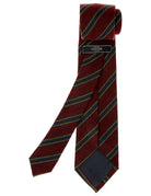 Corbata lana riga Burdeos/azul