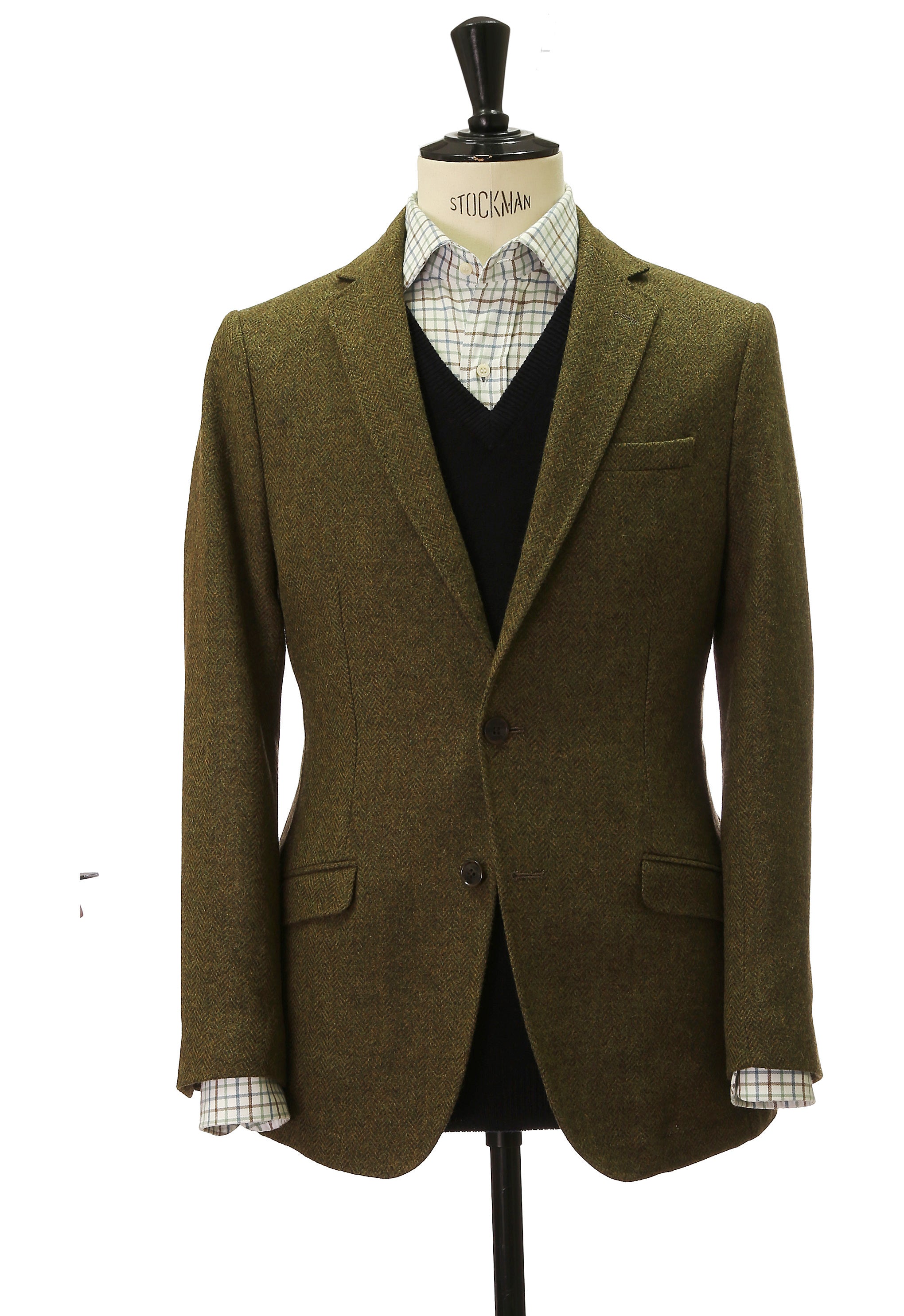 Chaqueta tweed espiga Verde