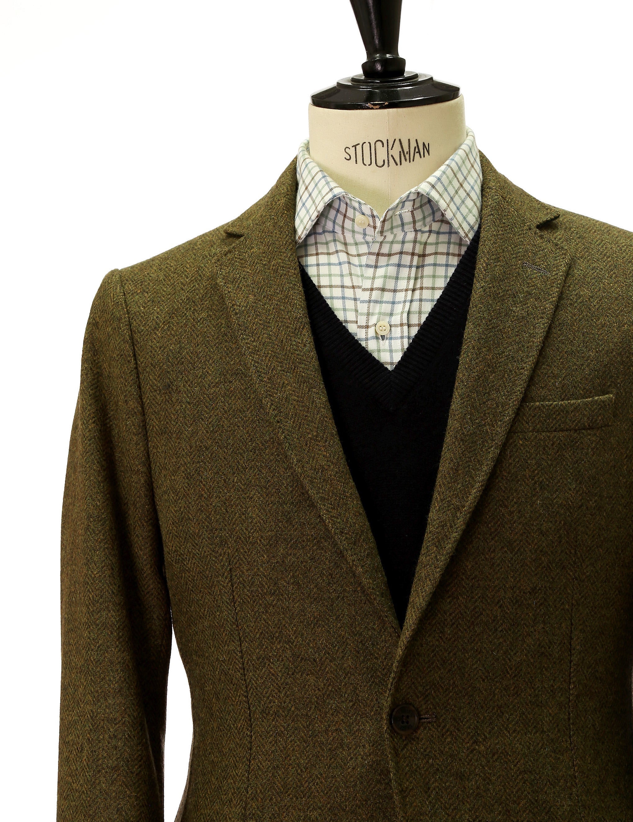 Chaqueta tweed espiga Verde