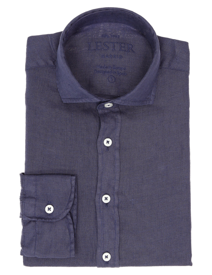 Camisa lino lisa lavada Gris