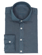 Camisa lino lisa lavada Azul medio