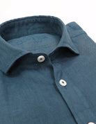 Camisa lino lisa lavada Azul medio