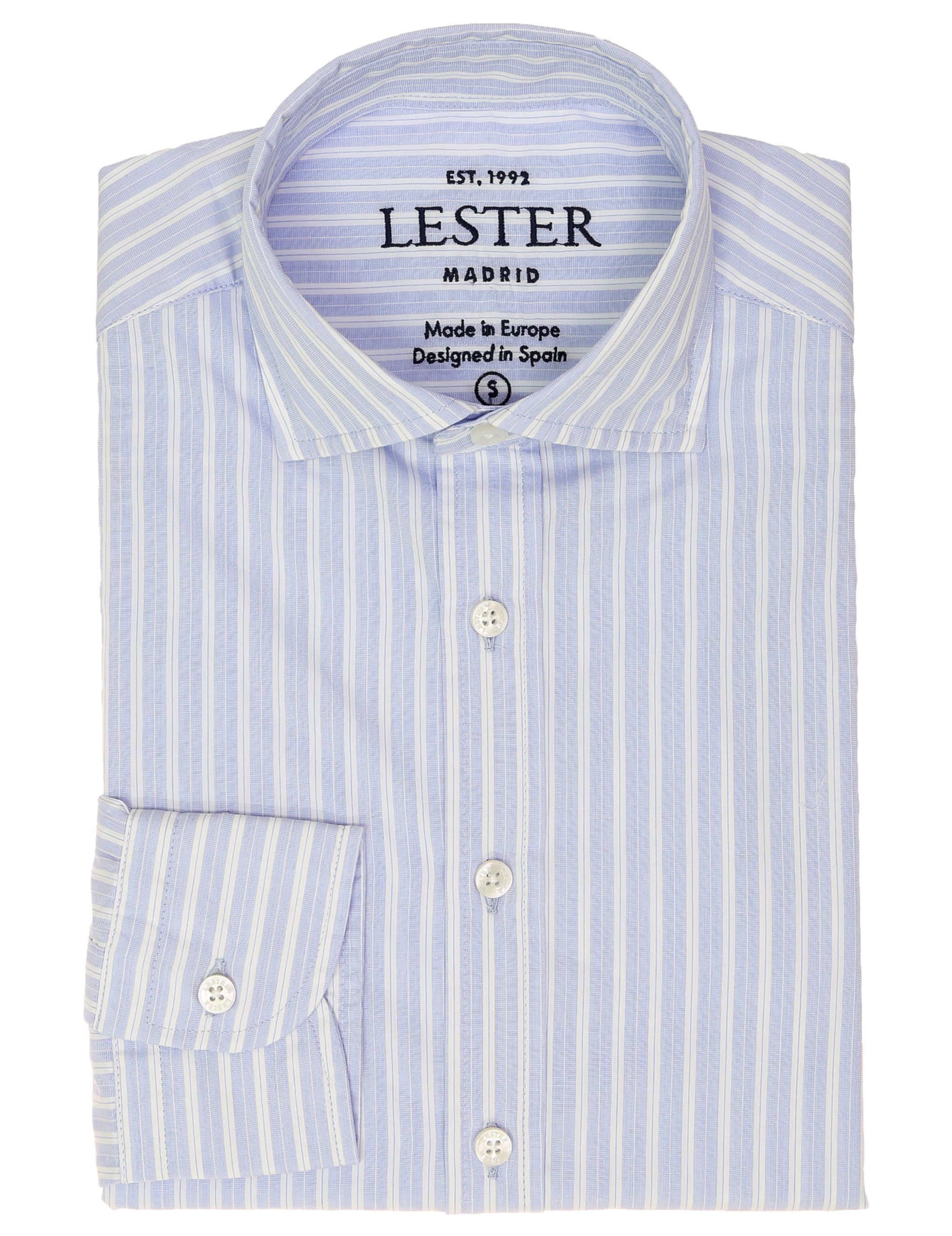 Camisa sport popelin rayas desiguales Azul