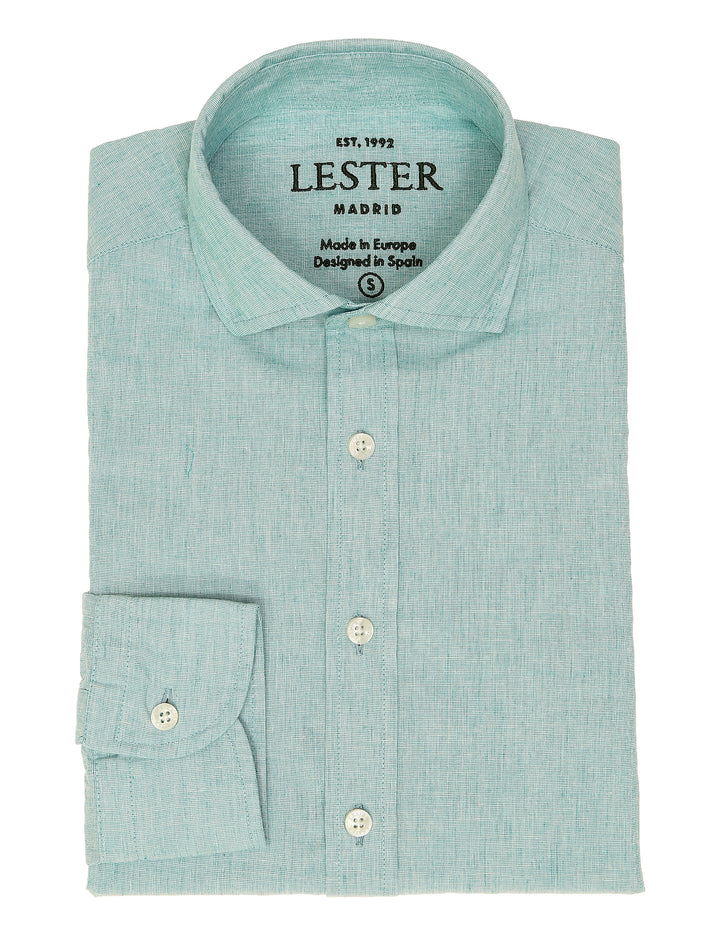 Camisa sport lino/alg  fil a fil Verde