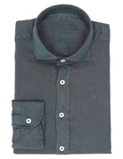 Camisa lino lisa lavada Azul oscuro