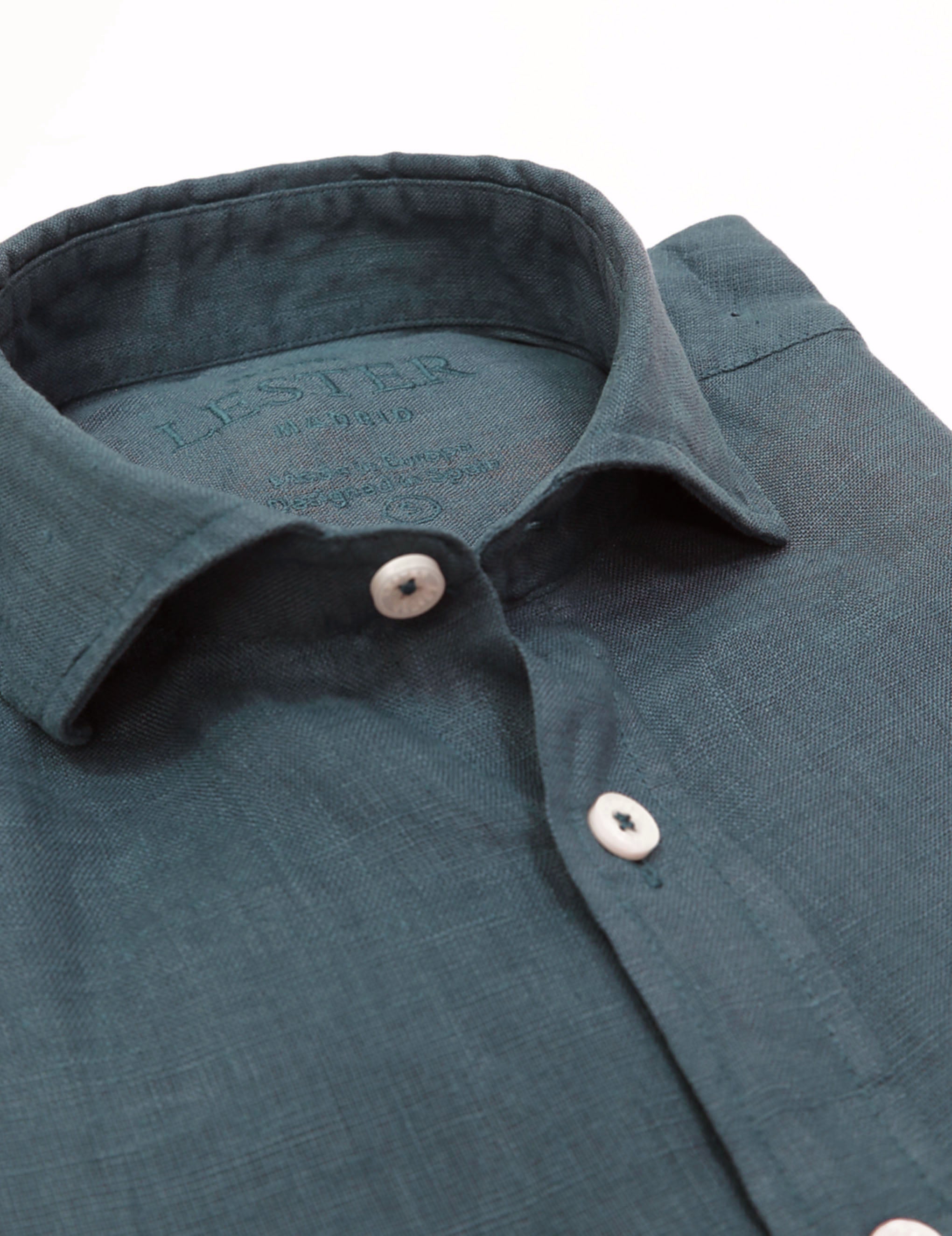 Camisa lino lisa lavada Azul oscuro