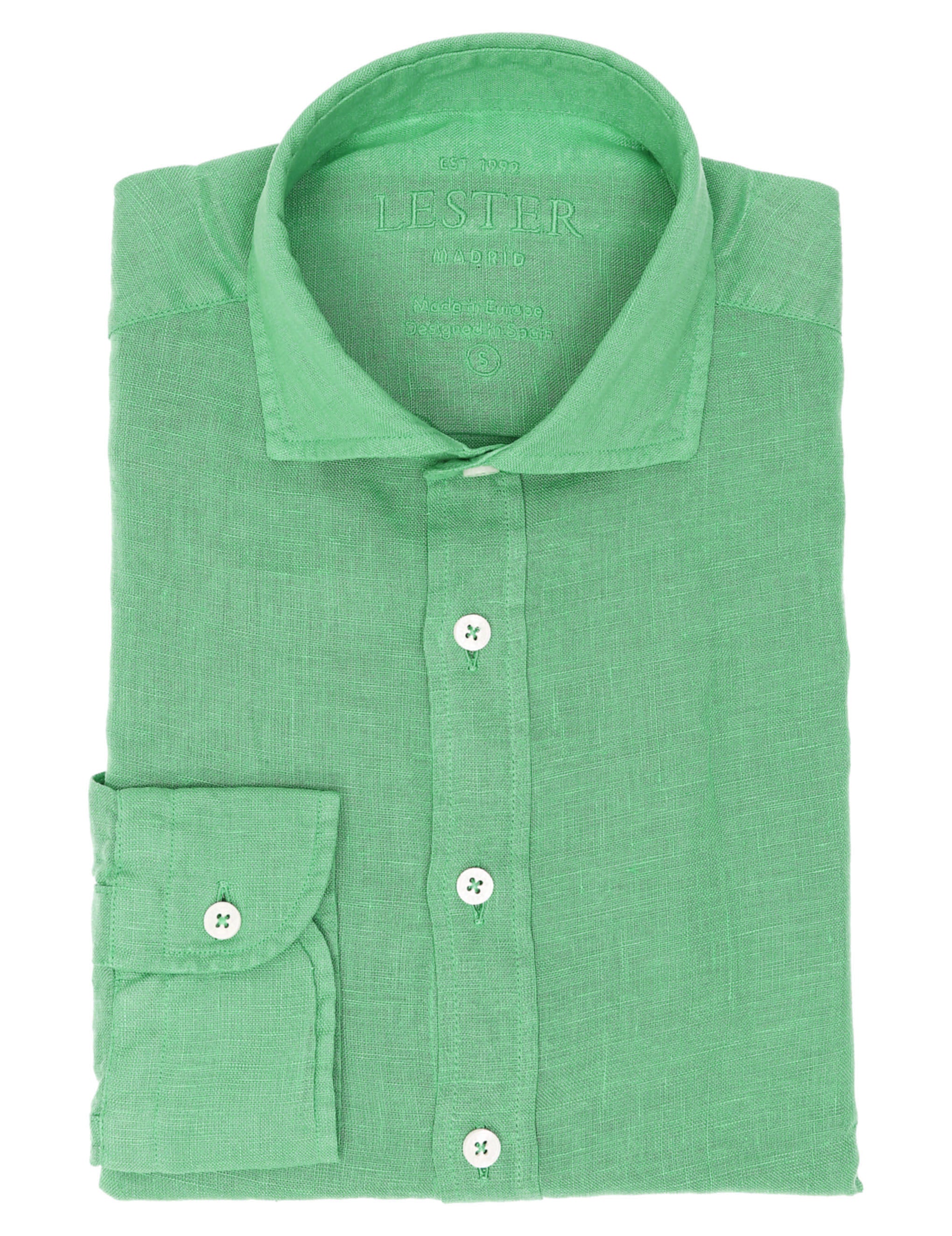 Camisa lino lisa lavada Verde claro