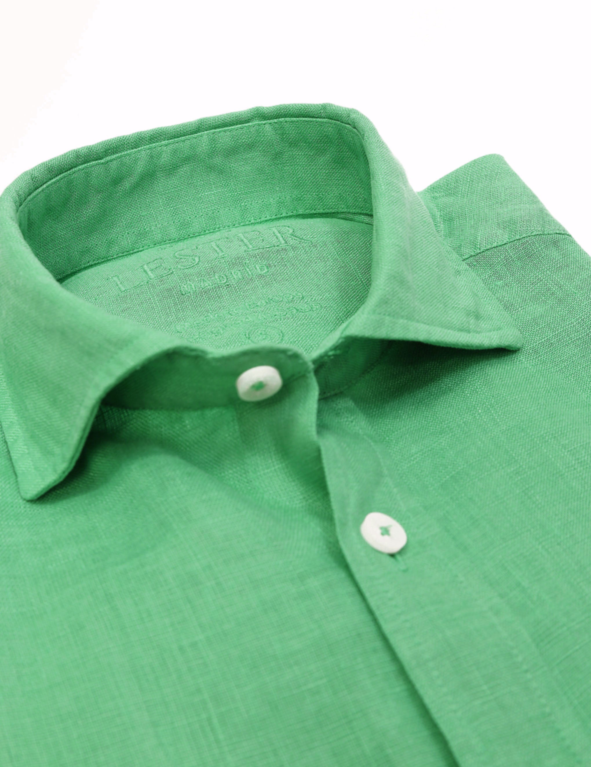 Camisa lino lisa lavada Verde claro