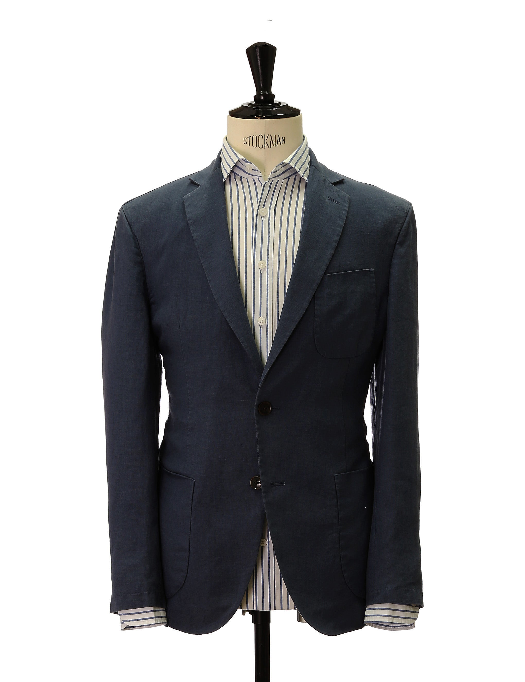 Chaqueta lino lavada Azul