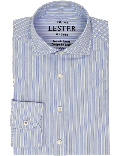 Camisa sport popelin 2 rayas Azul