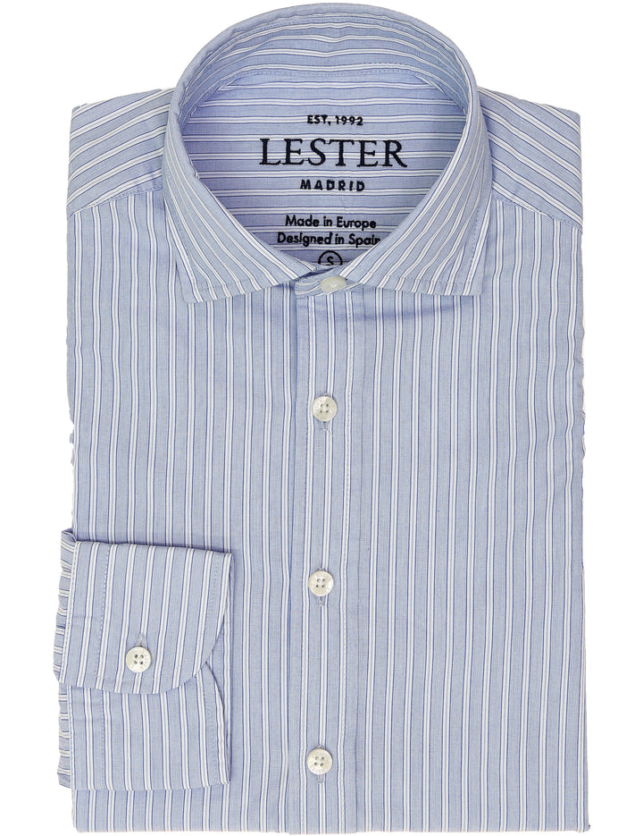 Camisa sport popelin 2 rayas Azul