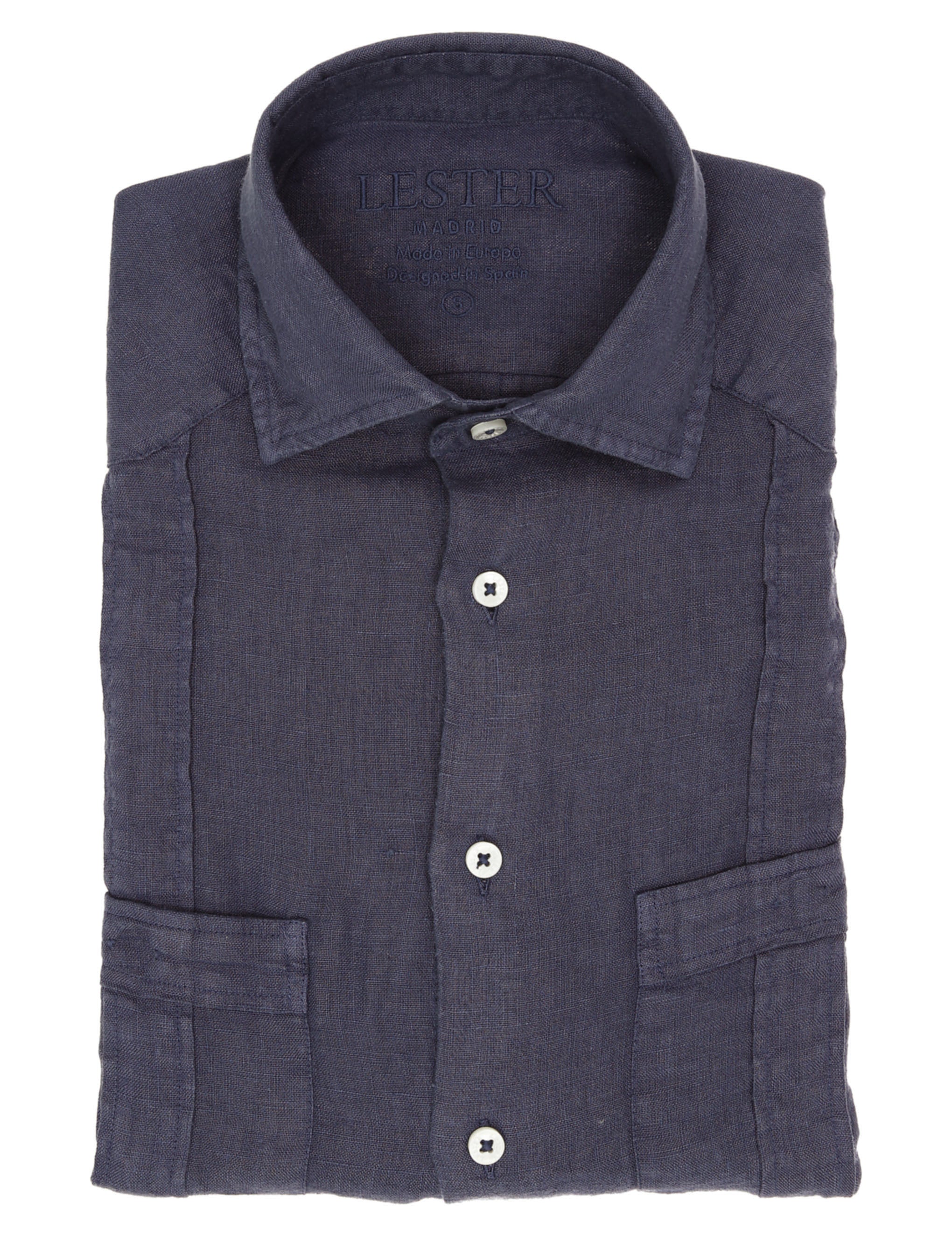 Camisa lino jaretas Gris