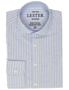 Camisa sport lino algodón raya ancha Azul