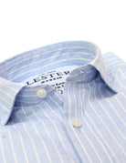 Camisa sport lino algodón raya ancha Azul