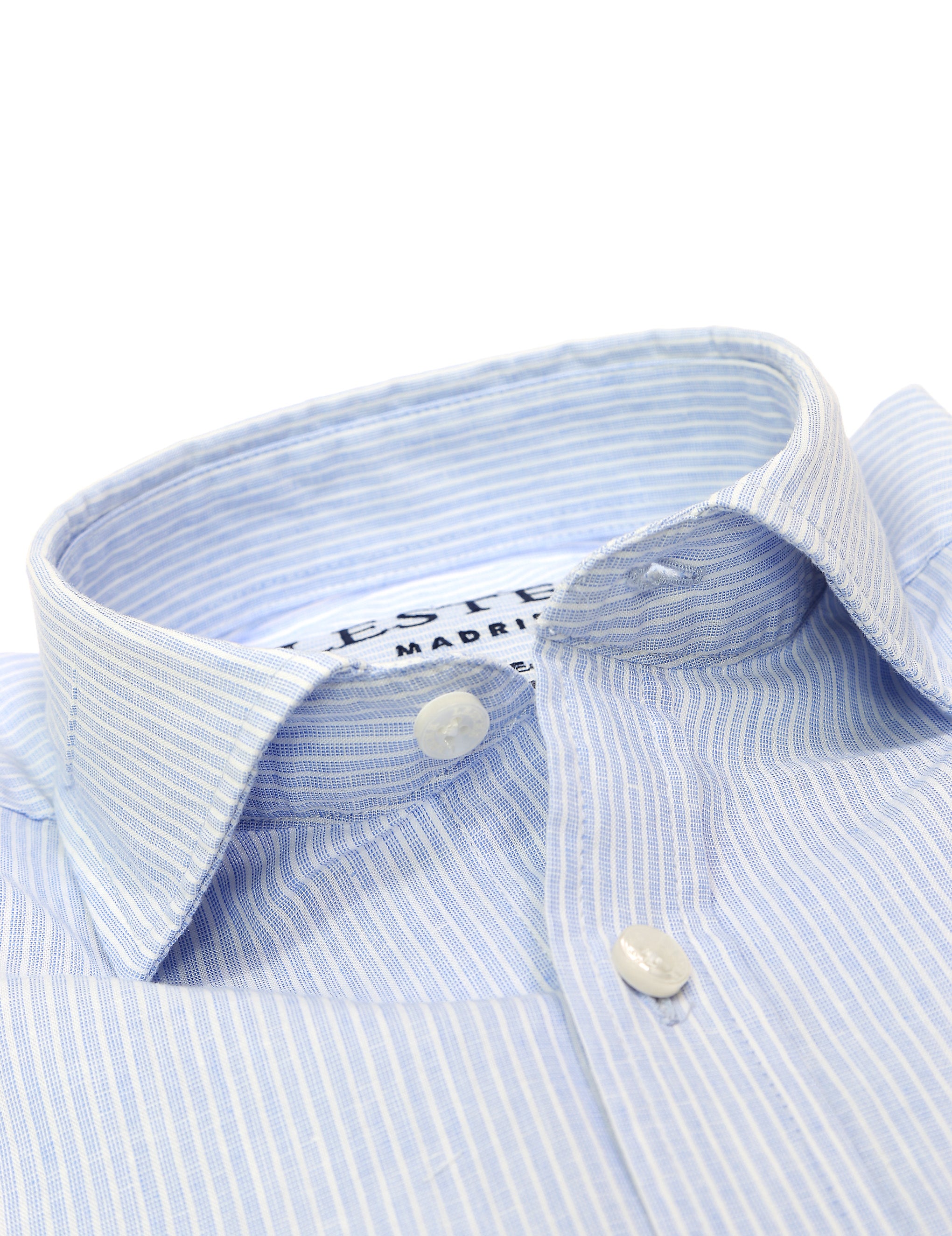 Camisa sport lino algodón raya fina Azul