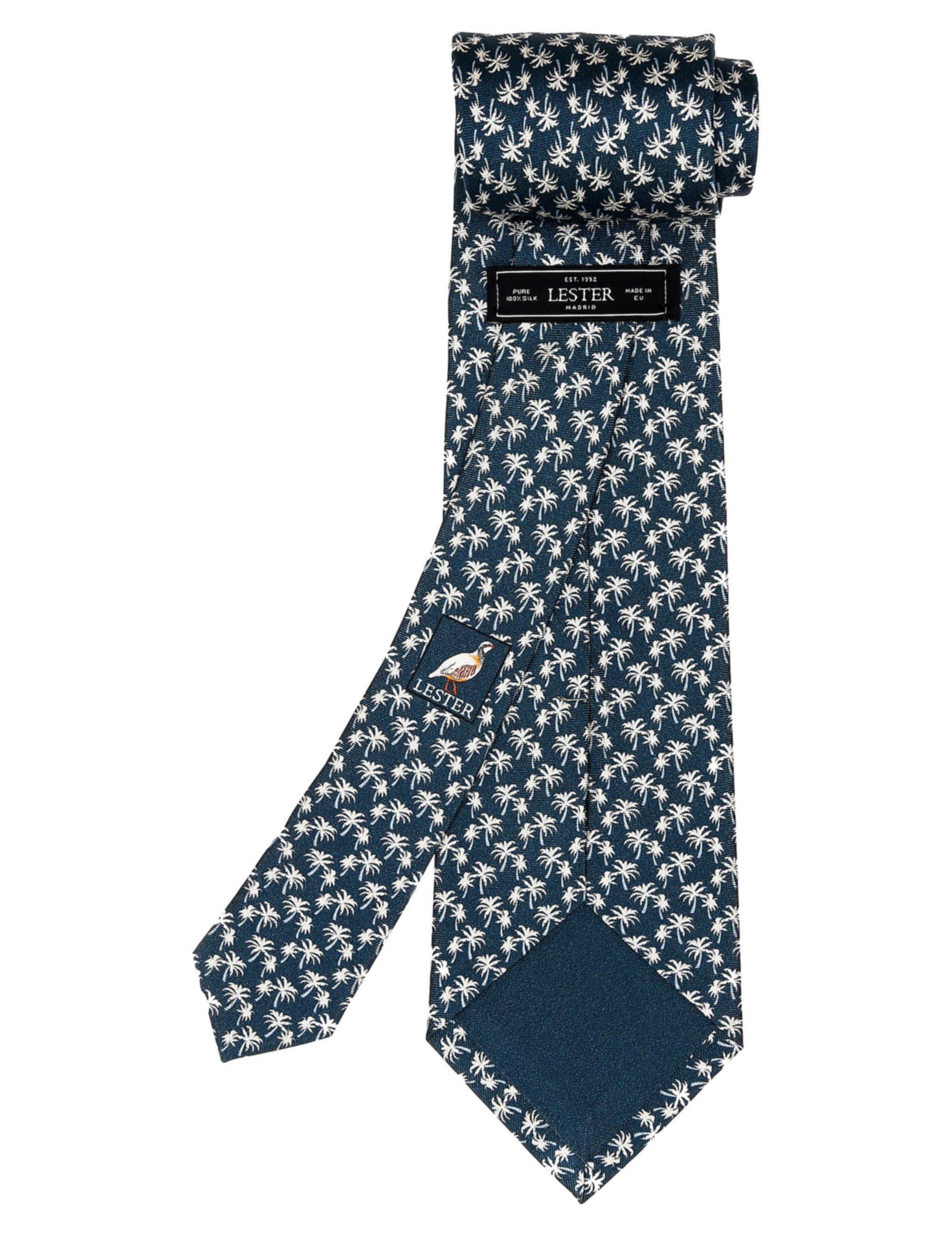 Corbata palmeras Azul/gris