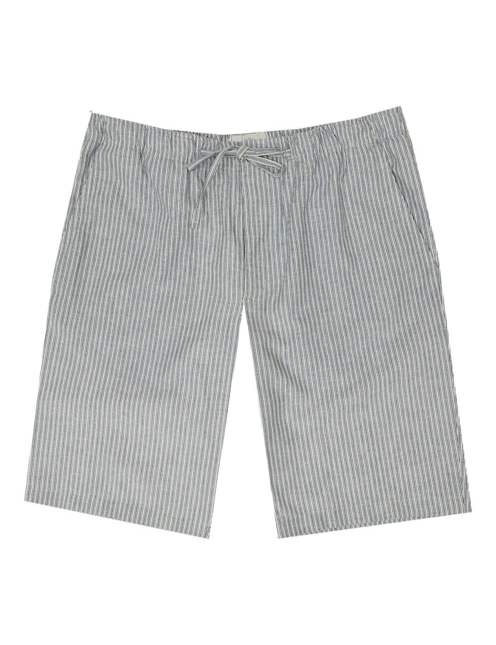 Bermuda multirayas lino algodón Azul
