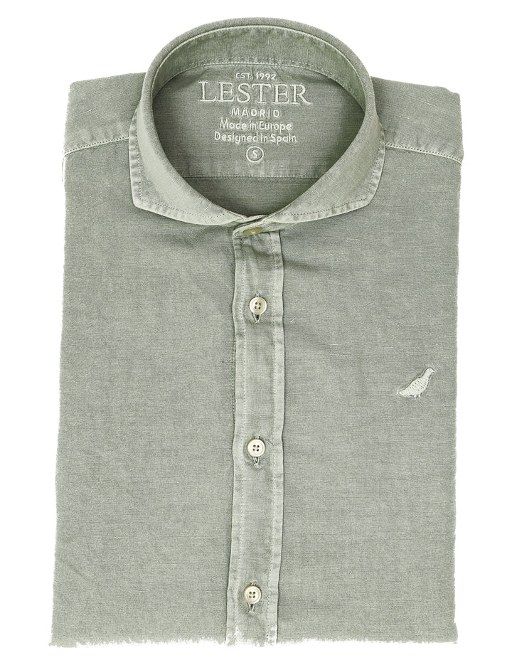 Camisa lino algodón lavada Verde claro