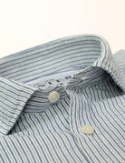 Camisa sport lino algodón rayas Azul