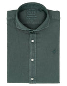 Camisa lino algodón lavada Verde oscuro