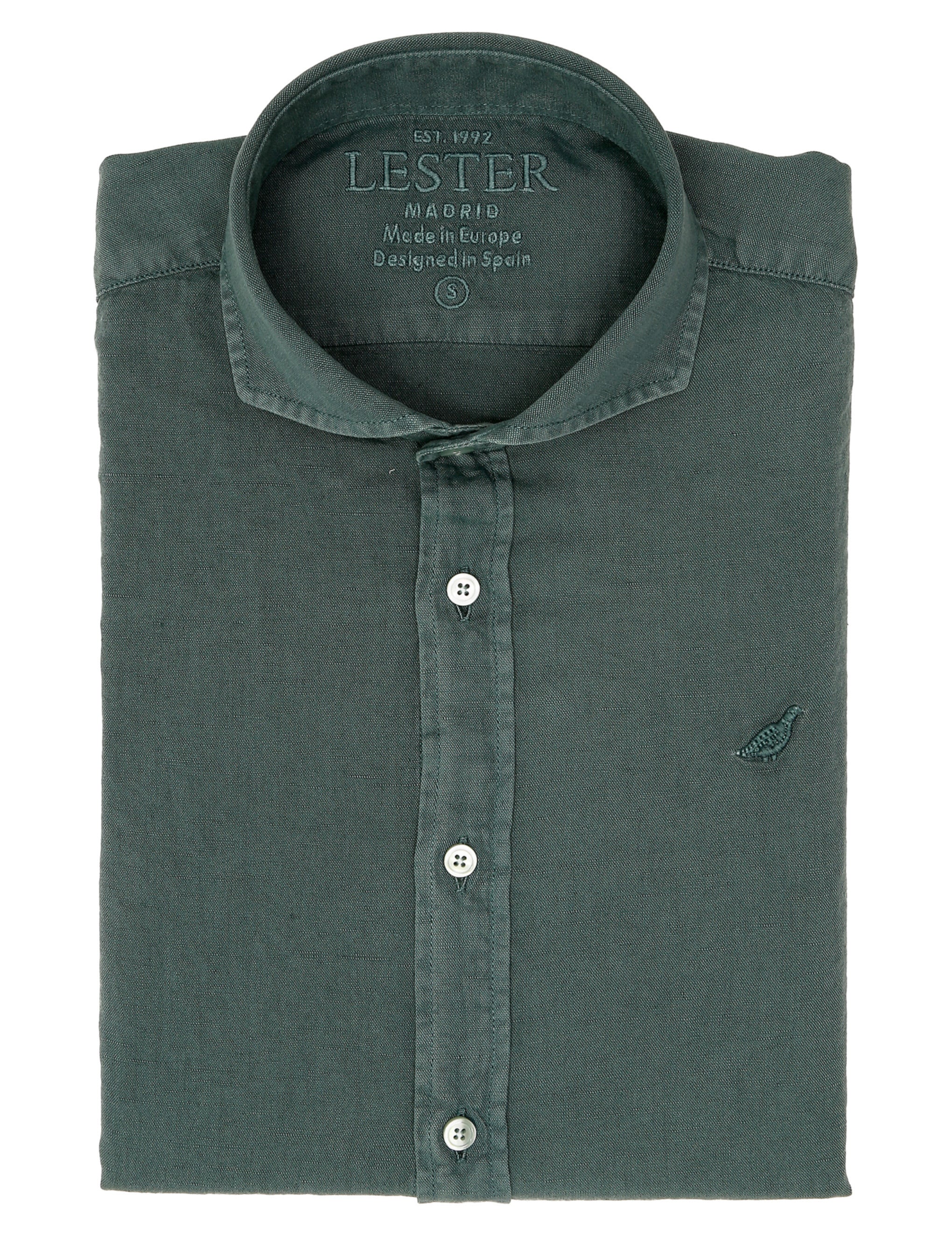 Camisa lino algodón lavada Verde oscuro