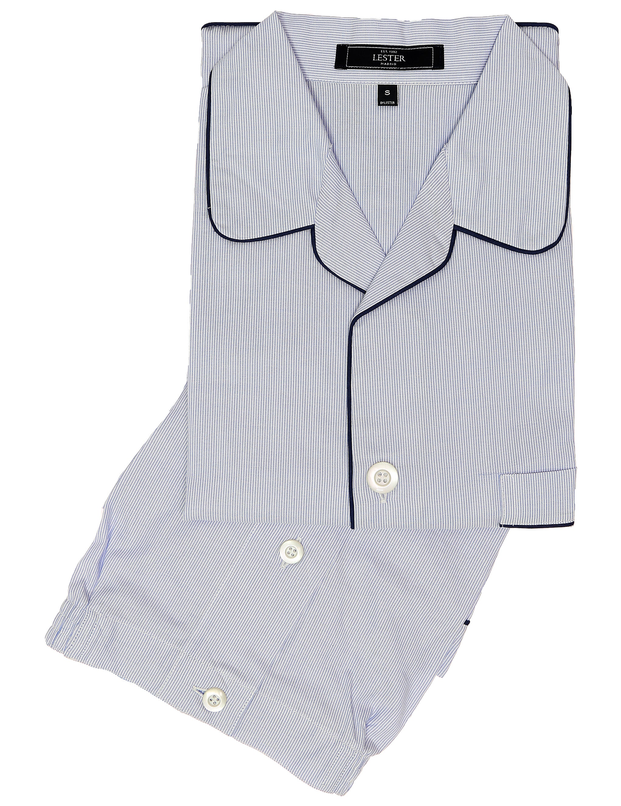 Pijama corto raya fina Azul