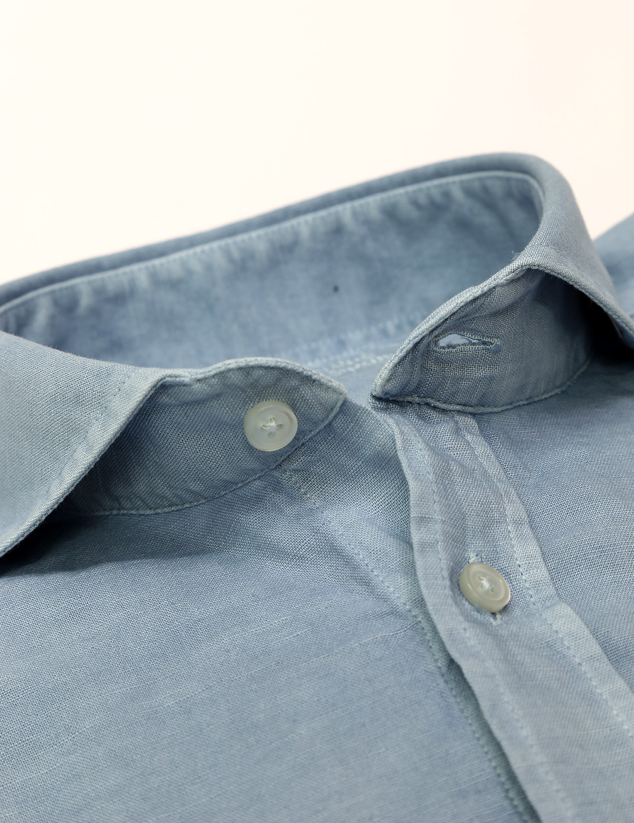 Camisa lino algodón lavada Azul claro