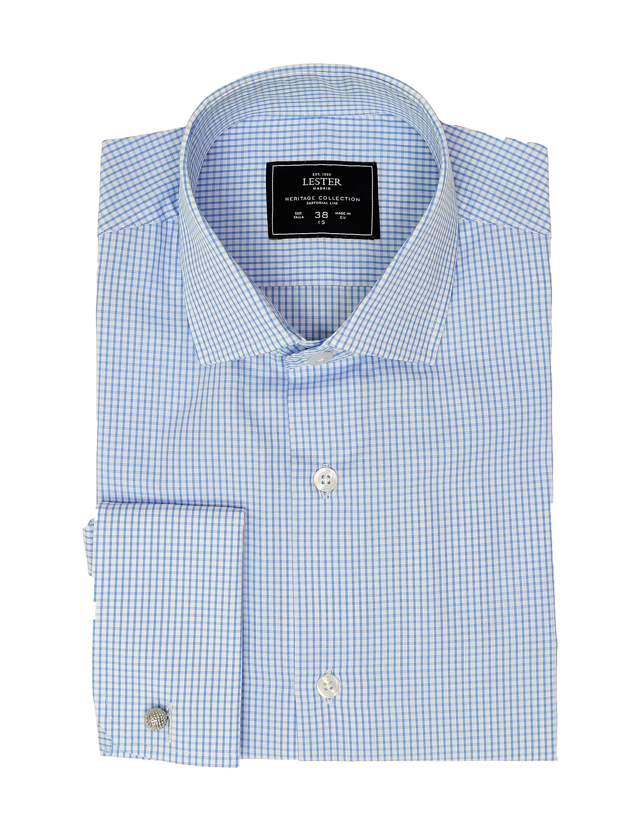 Camisa vestir cuadro Azul