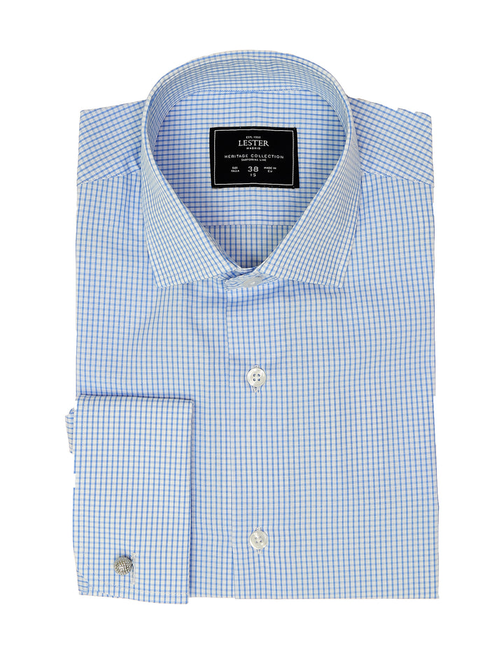 Camisa vestir cuadro Azul