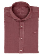 Camisa lino algodón lavada Burdeos