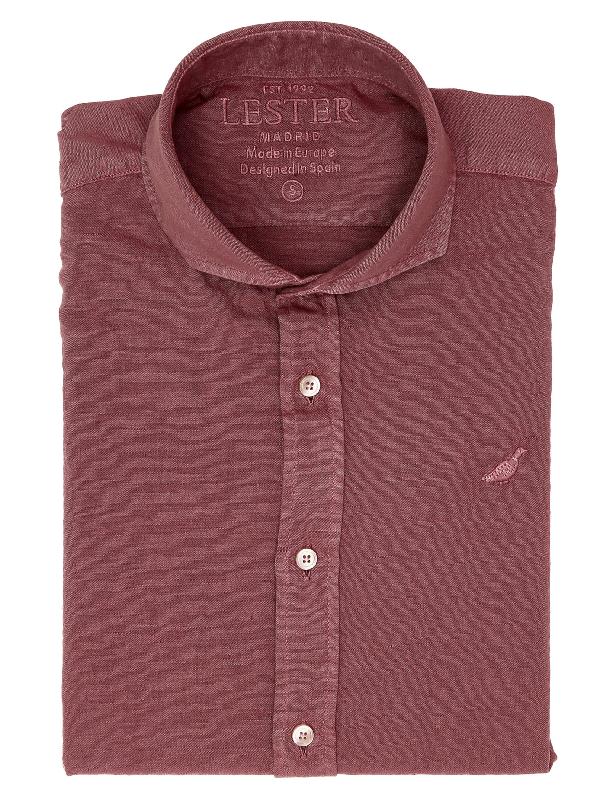 Camisa lino algodón lavada Burdeos