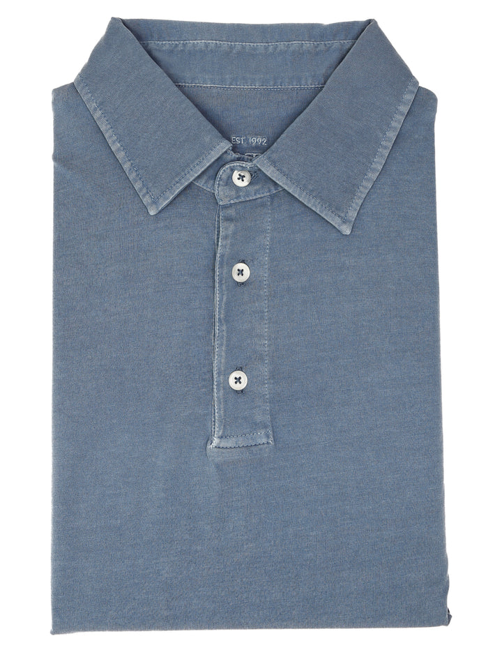 Polo jersey lavado Azul medio