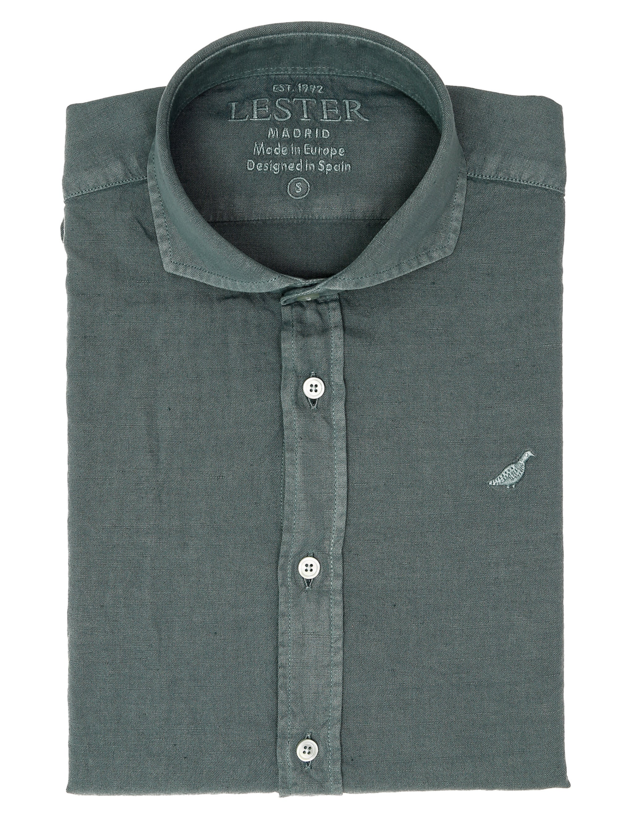 Camisa lino algodón lavada Verde medio