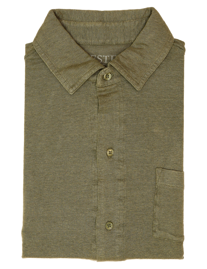 Camisa polo lino lavada Kaki