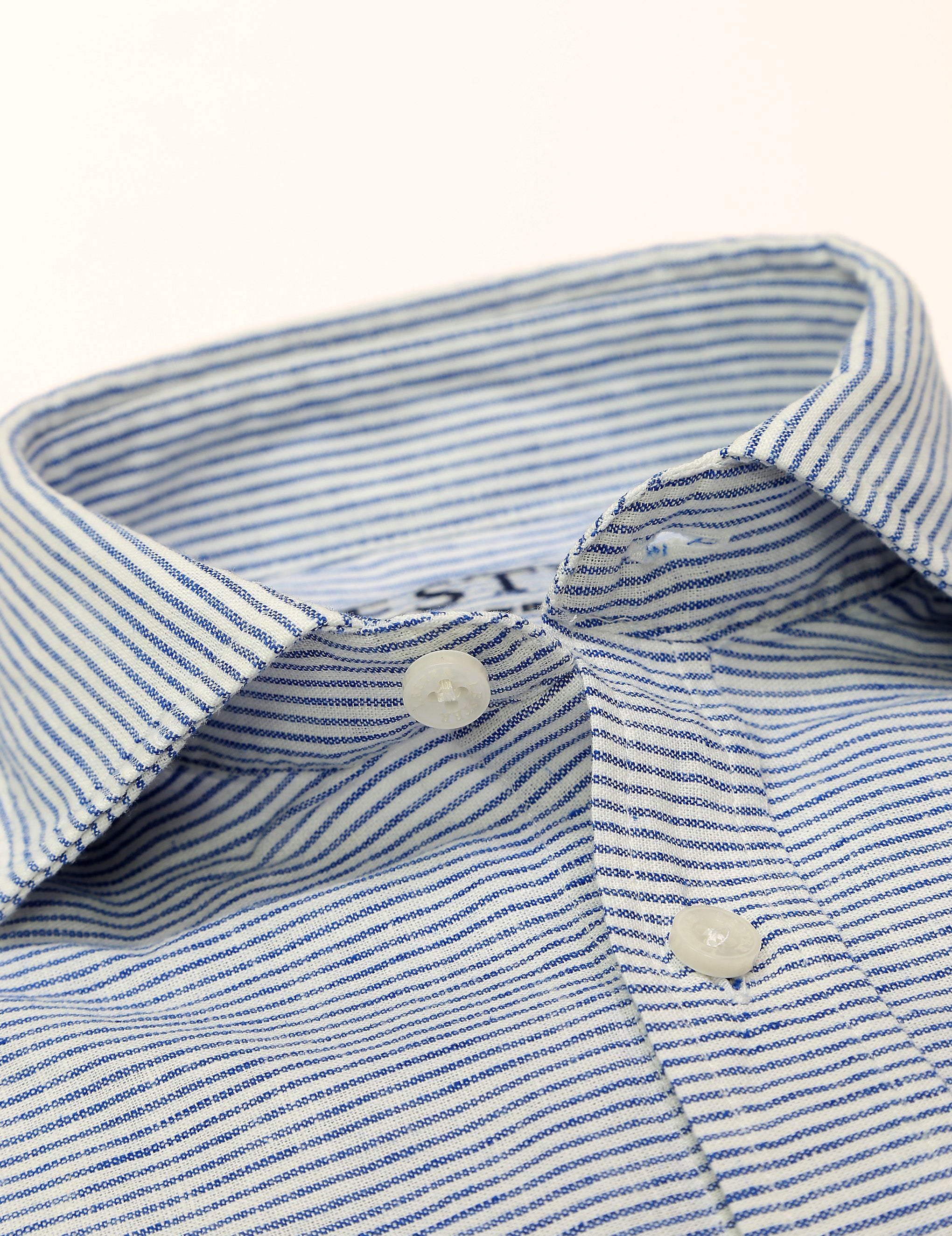 Camisa sport lino raya ancha Azul