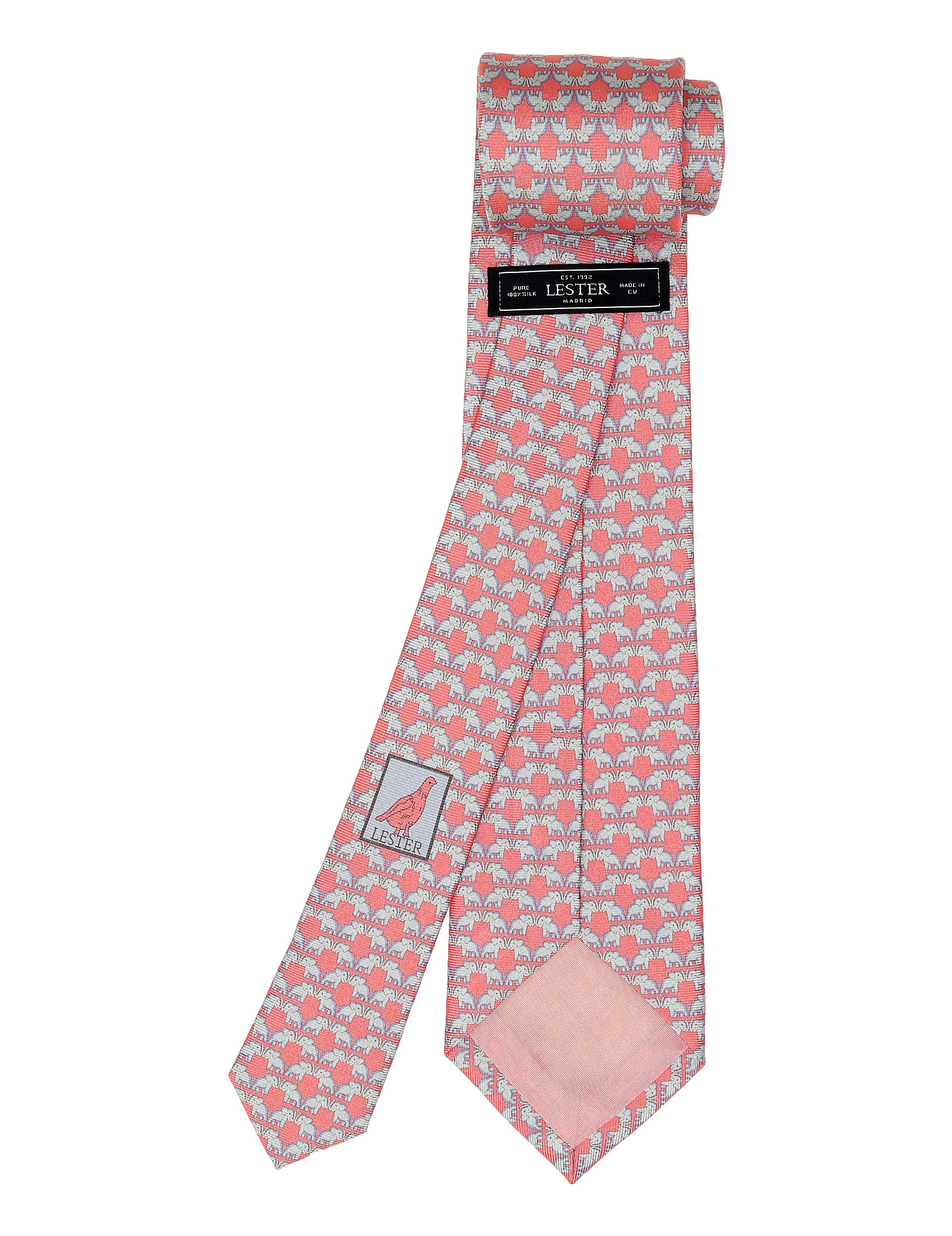 Corbata elefantes 01 Rosa/azul