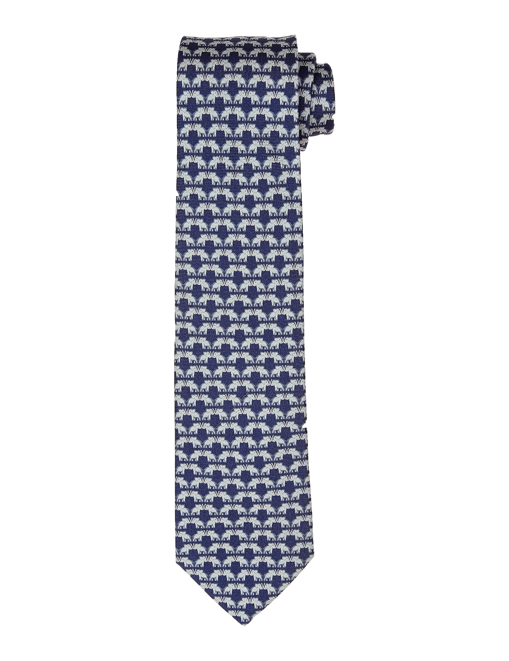 Corbata elefantes 01 Azul/azul