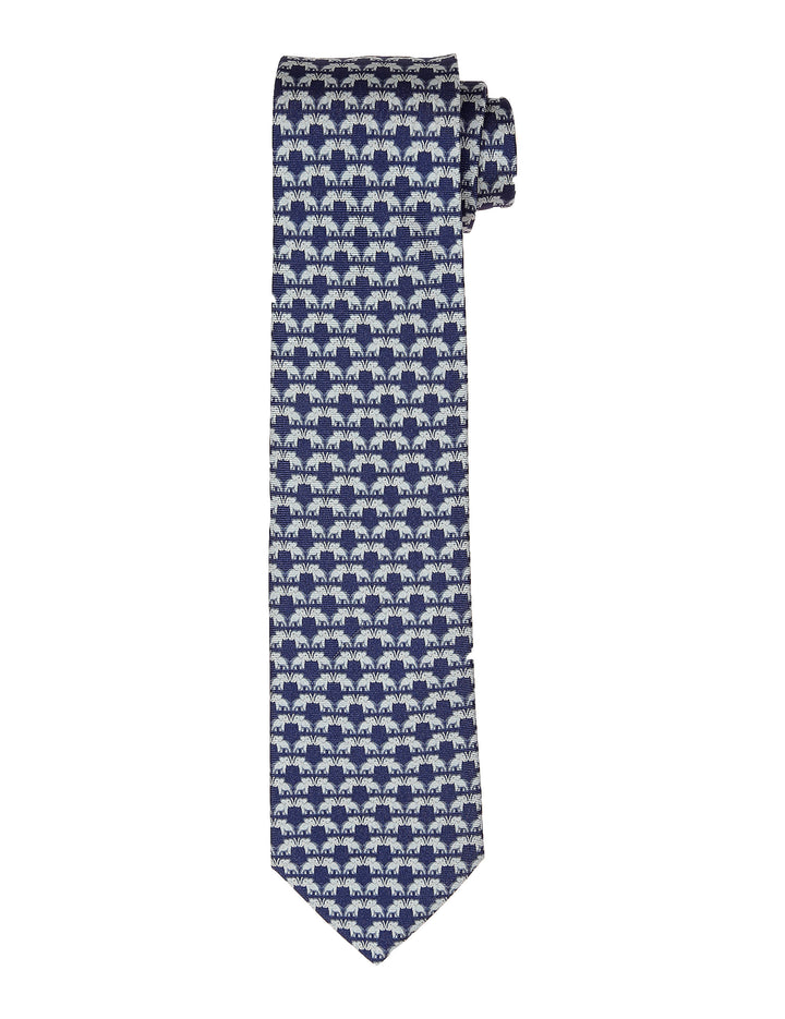 Corbata elefantes 01 Azul/azul