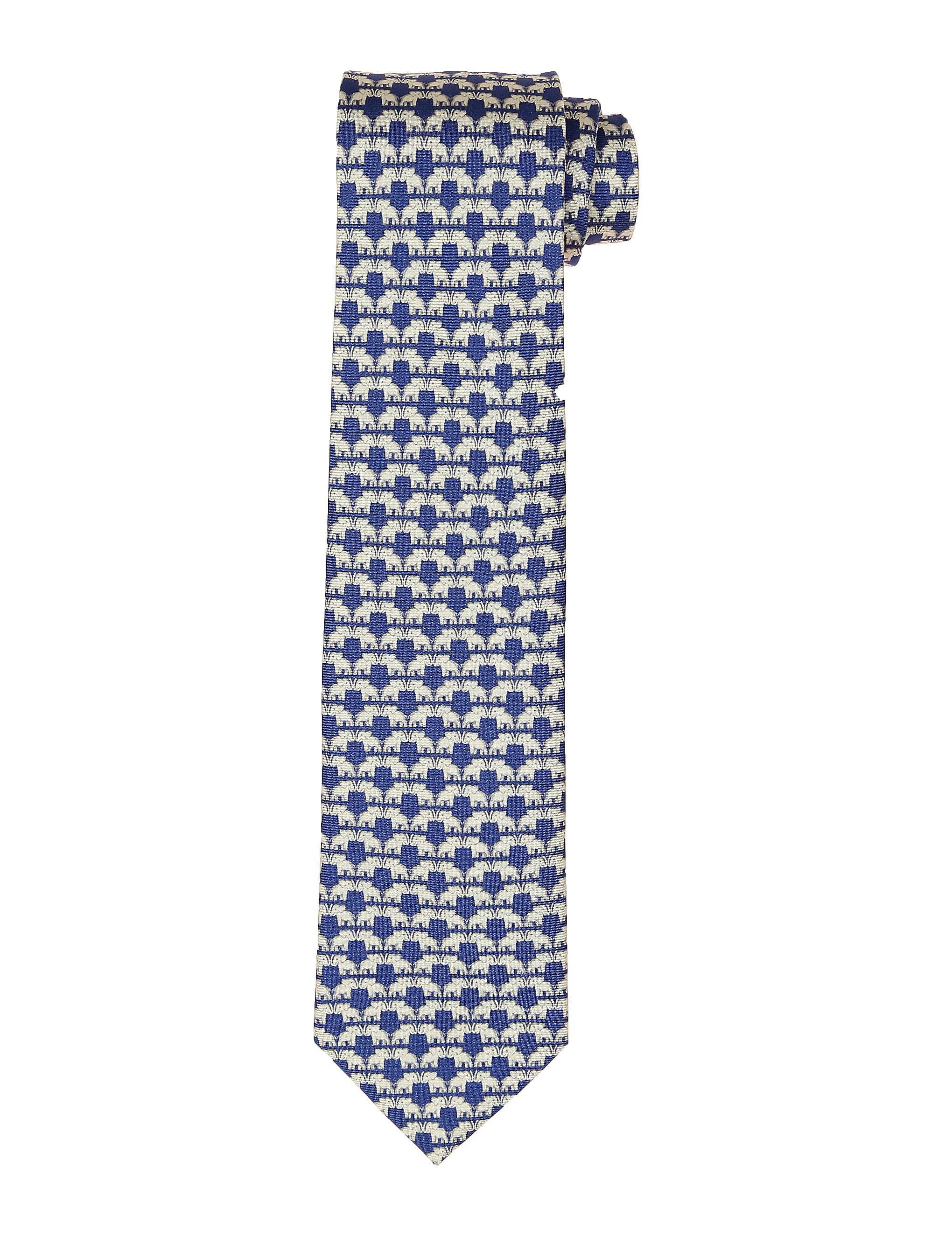 Corbata elefantes 01 Azul/gris