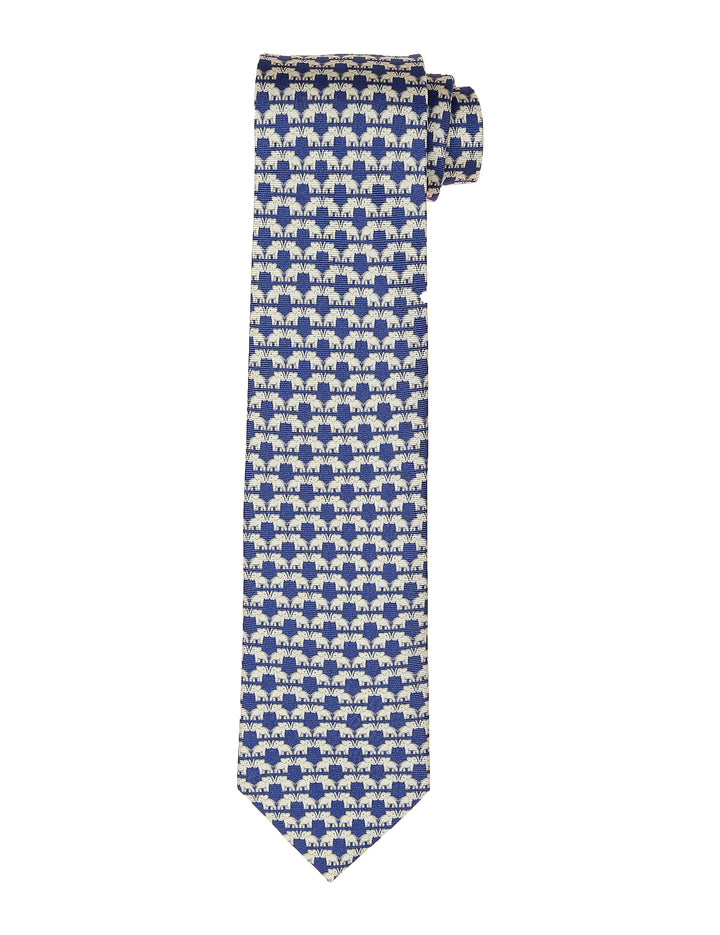 Corbata elefantes 01 Azul/gris
