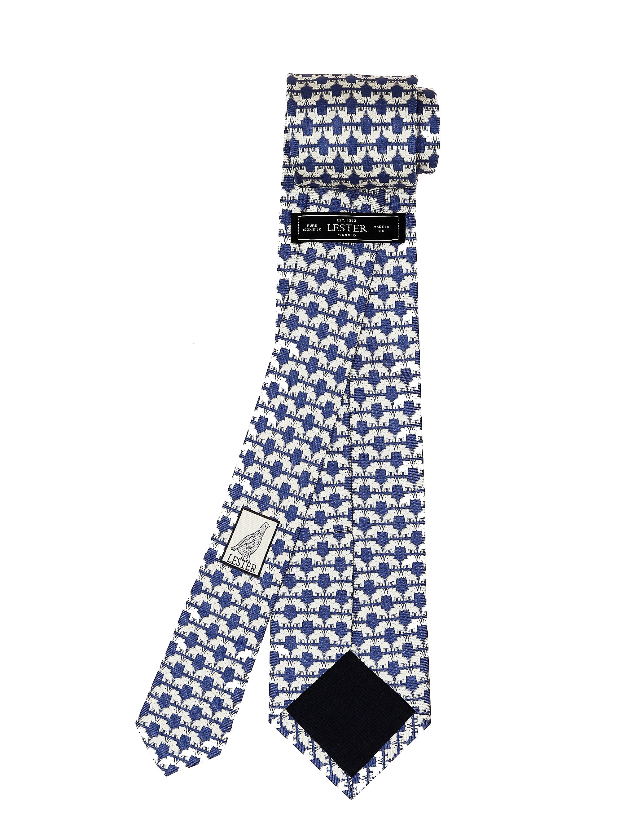Corbata elefantes 01 Azul/gris