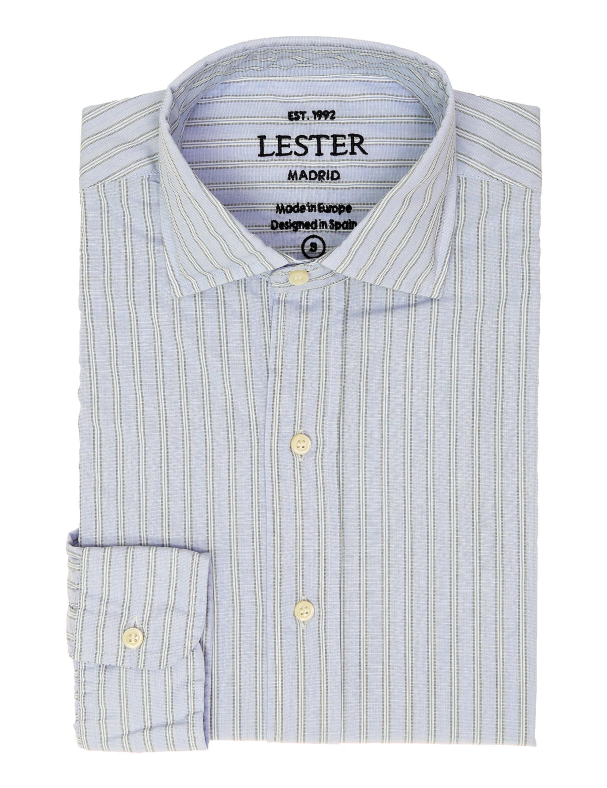 Camisa sport lavada raya fina Azul