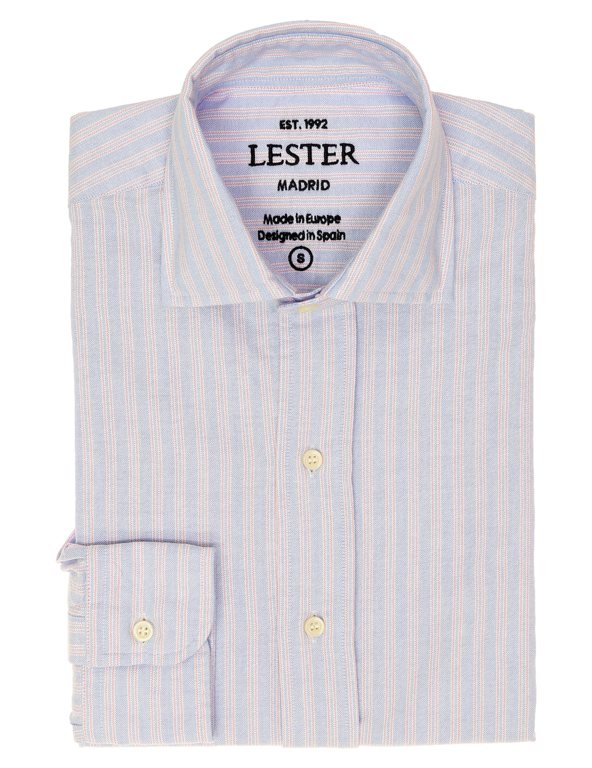 Camisa sport oxford doble raya Azul/rosa