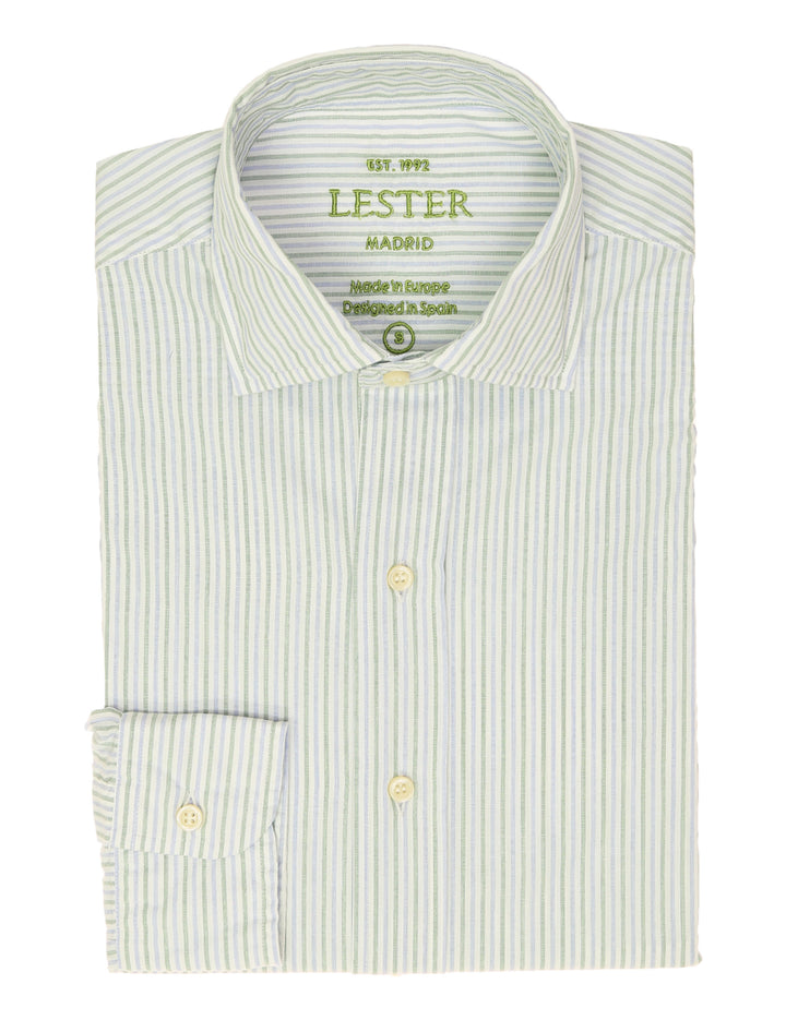 Camisa sport lavada 2 rayas Azul/verde
