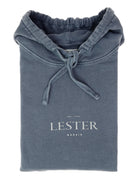 Sudadera lavada capucha Azul