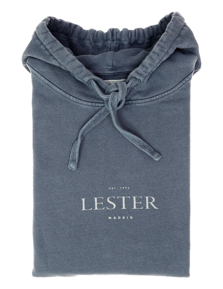 Sudadera lavada capucha Azul