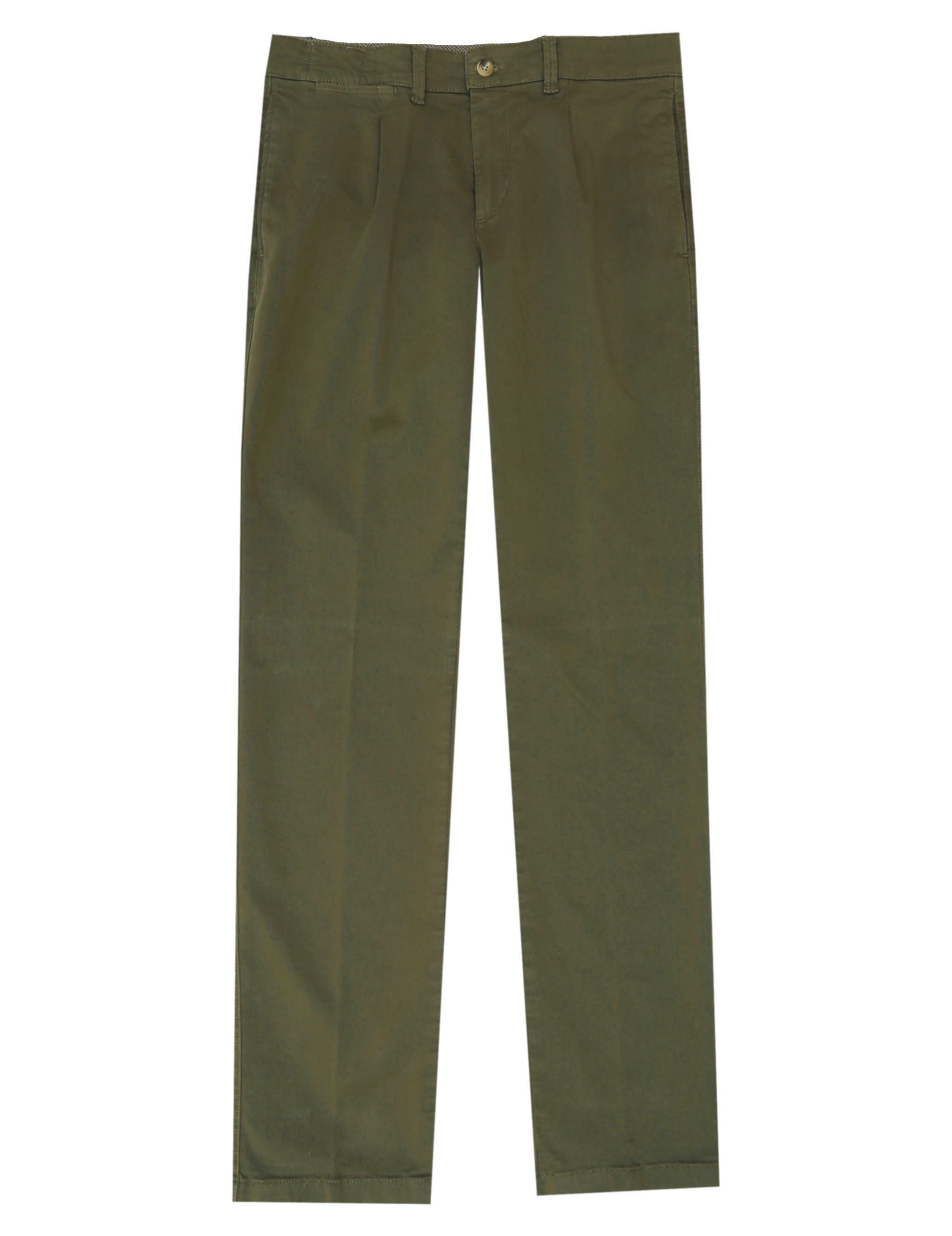 Pantalón gabardina elastan pinzas Verde
